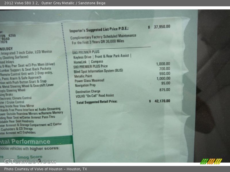 Oyster Grey Metallic / Sandstone Beige 2012 Volvo S80 3.2