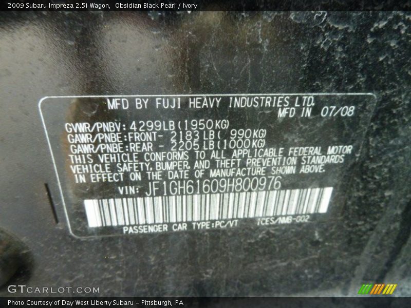 Obsidian Black Pearl / Ivory 2009 Subaru Impreza 2.5i Wagon