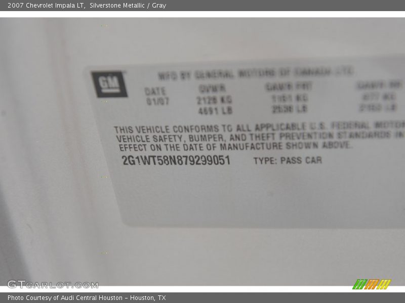 Silverstone Metallic / Gray 2007 Chevrolet Impala LT