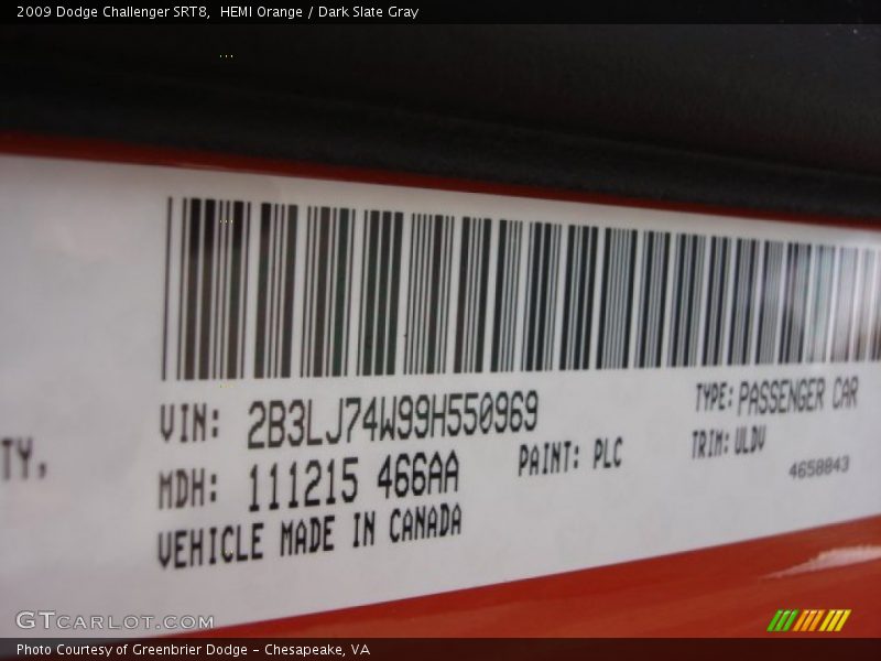 HEMI Orange / Dark Slate Gray 2009 Dodge Challenger SRT8