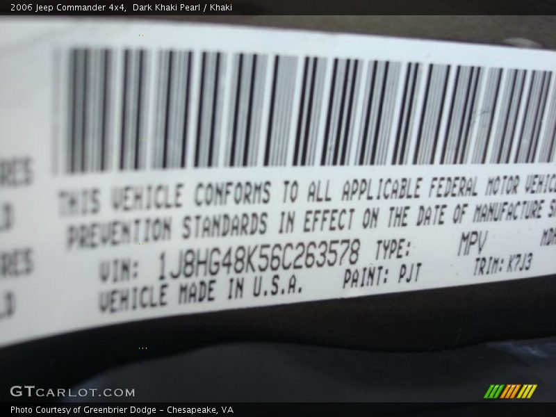 Dark Khaki Pearl / Khaki 2006 Jeep Commander 4x4