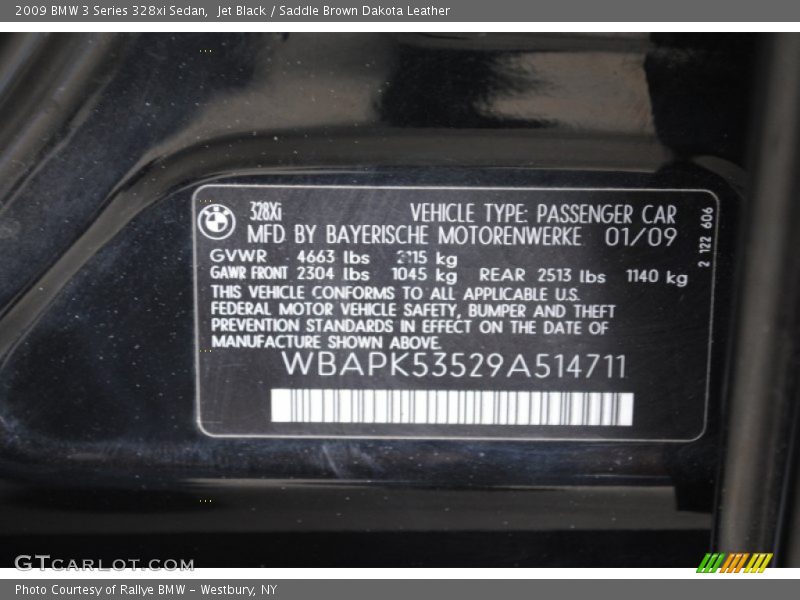 Jet Black / Saddle Brown Dakota Leather 2009 BMW 3 Series 328xi Sedan