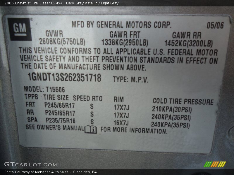 Dark Gray Metallic / Light Gray 2006 Chevrolet TrailBlazer LS 4x4