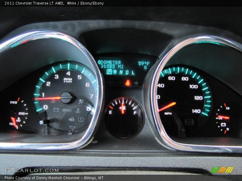 White / Ebony/Ebony 2011 Chevrolet Traverse LT AWD