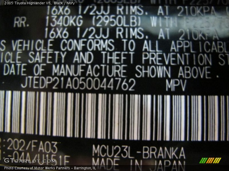 202 - 2005 Toyota Highlander V6