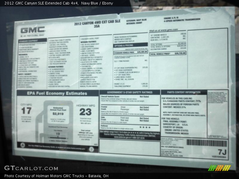 Navy Blue / Ebony 2012 GMC Canyon SLE Extended Cab 4x4