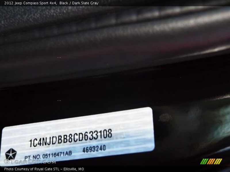 Black / Dark Slate Gray 2012 Jeep Compass Sport 4x4