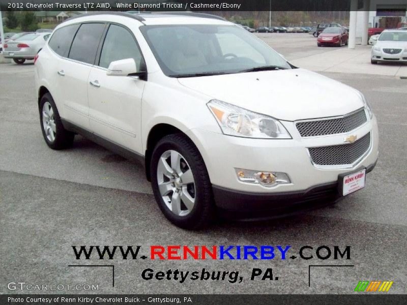 White Diamond Tricoat / Cashmere/Ebony 2012 Chevrolet Traverse LTZ AWD