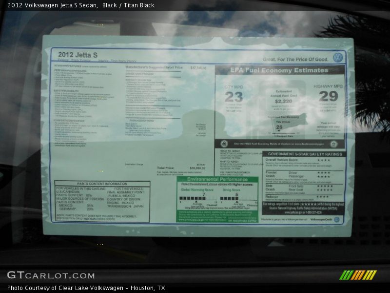 Black / Titan Black 2012 Volkswagen Jetta S Sedan