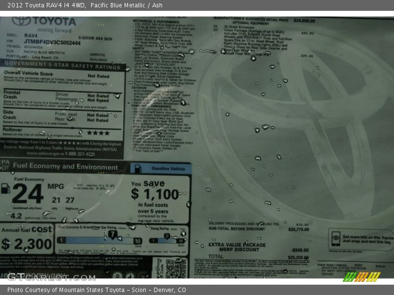 Pacific Blue Metallic / Ash 2012 Toyota RAV4 I4 4WD