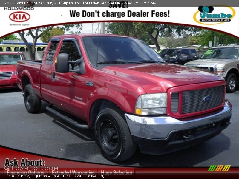 Toreador Red Metallic / Medium Flint Grey 2003 Ford F250 Super Duty XLT SuperCab