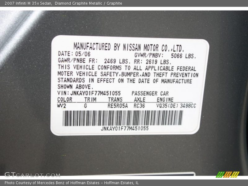 Diamond Graphite Metallic / Graphite 2007 Infiniti M 35x Sedan