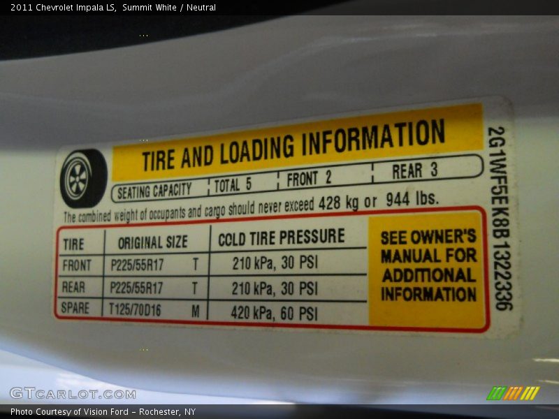 Summit White / Neutral 2011 Chevrolet Impala LS