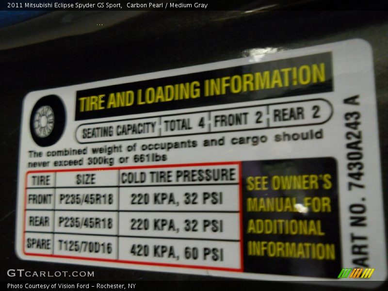 Carbon Pearl / Medium Gray 2011 Mitsubishi Eclipse Spyder GS Sport