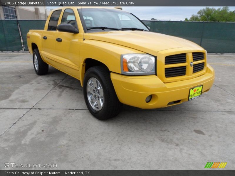 Solar Yellow / Medium Slate Gray 2006 Dodge Dakota SLT Sport Quad Cab