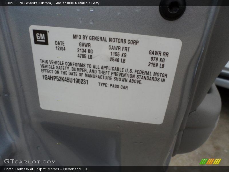 Glacier Blue Metallic / Gray 2005 Buick LeSabre Custom
