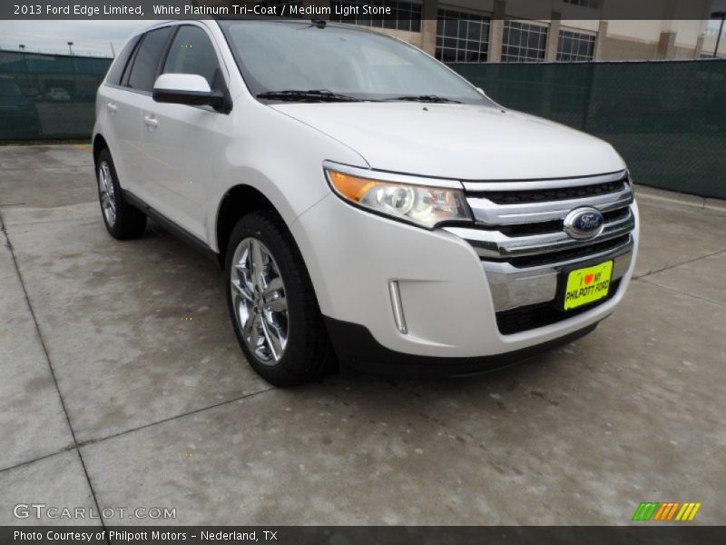 White Platinum Tri-Coat / Medium Light Stone 2013 Ford Edge Limited