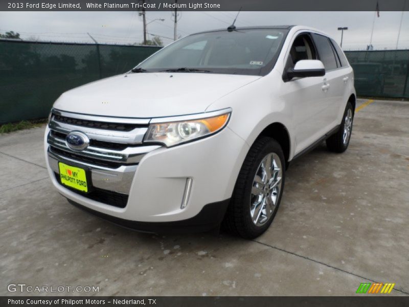White Platinum Tri-Coat / Medium Light Stone 2013 Ford Edge Limited