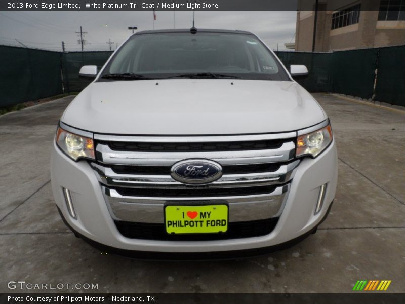 White Platinum Tri-Coat / Medium Light Stone 2013 Ford Edge Limited