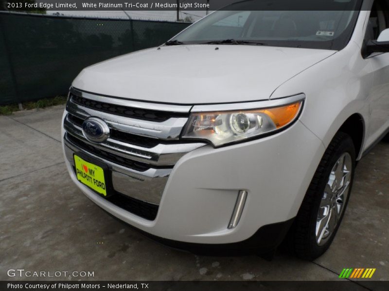 White Platinum Tri-Coat / Medium Light Stone 2013 Ford Edge Limited