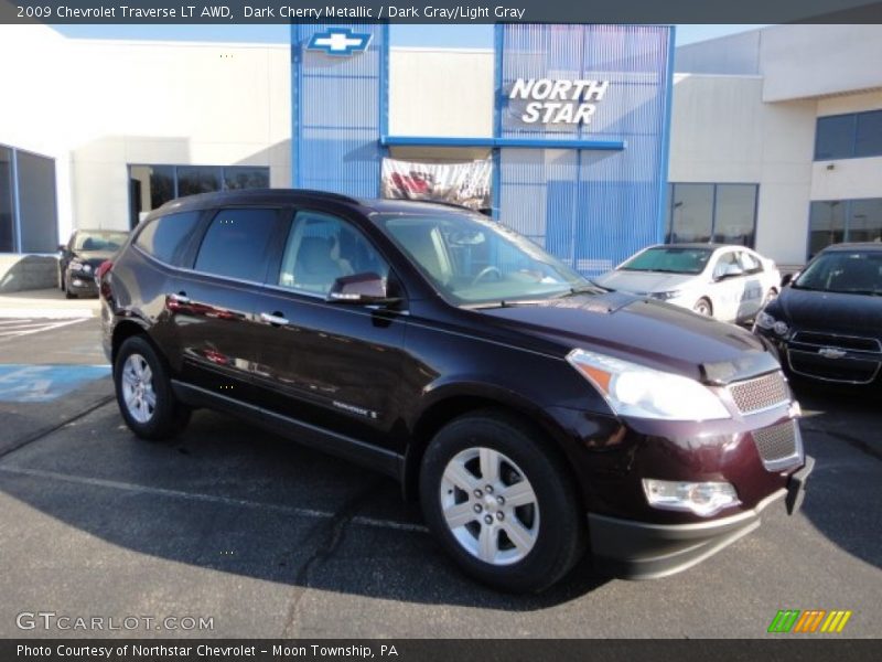 Dark Cherry Metallic / Dark Gray/Light Gray 2009 Chevrolet Traverse LT AWD