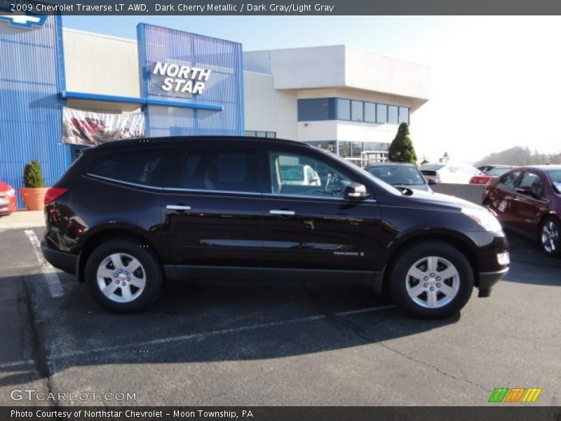 Dark Cherry Metallic / Dark Gray/Light Gray 2009 Chevrolet Traverse LT AWD