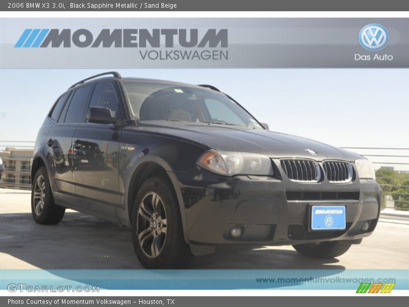 Black Sapphire Metallic / Sand Beige 2006 BMW X3 3.0i