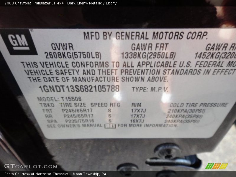 Dark Cherry Metallic / Ebony 2008 Chevrolet TrailBlazer LT 4x4
