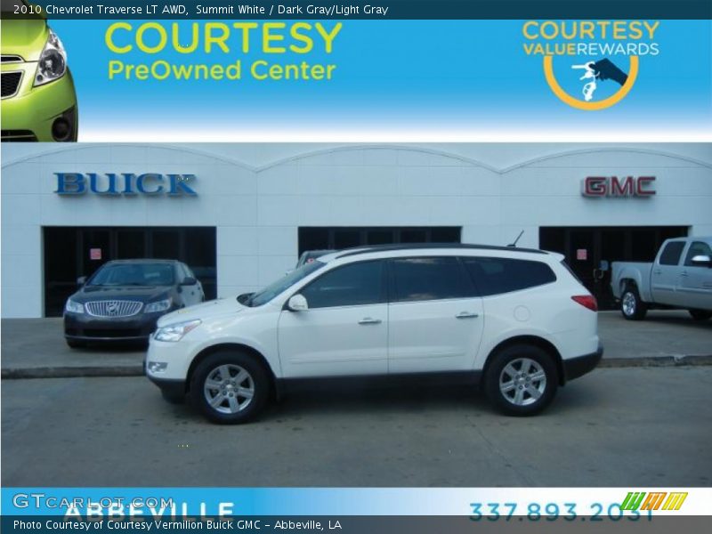 Summit White / Dark Gray/Light Gray 2010 Chevrolet Traverse LT AWD