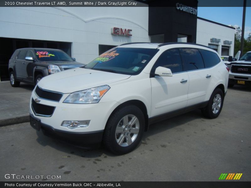 Summit White / Dark Gray/Light Gray 2010 Chevrolet Traverse LT AWD