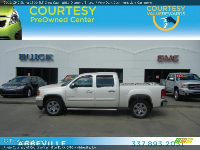 White Diamond Tricoat / Very Dark Cashmere/Light Cashmere 2011 GMC Sierra 1500 SLT Crew Cab