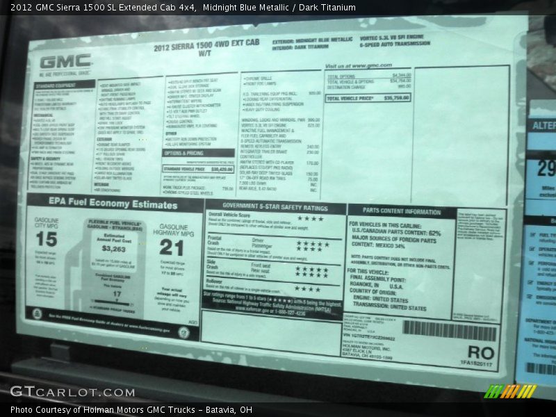 Midnight Blue Metallic / Dark Titanium 2012 GMC Sierra 1500 SL Extended Cab 4x4