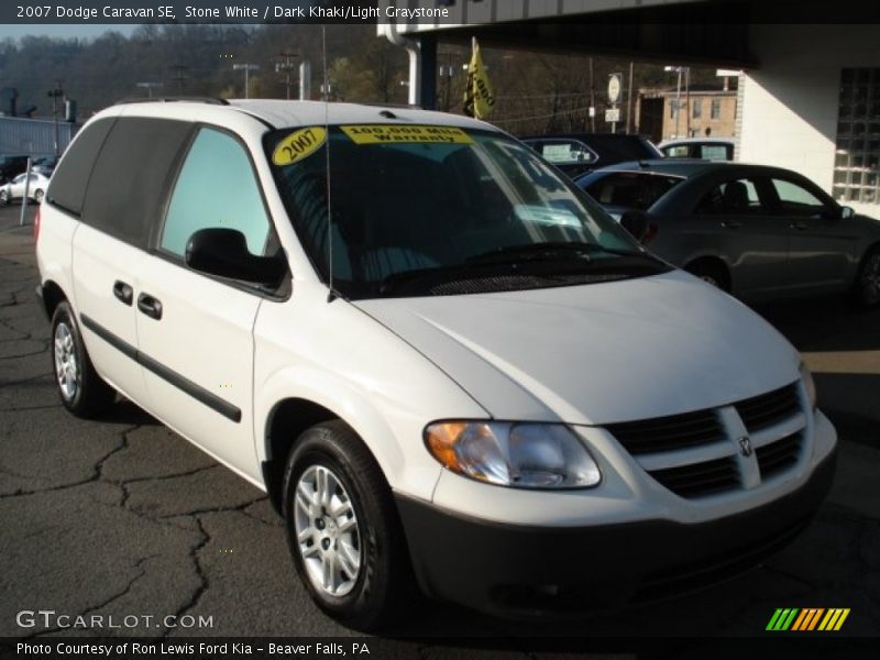 Stone White / Dark Khaki/Light Graystone 2007 Dodge Caravan SE