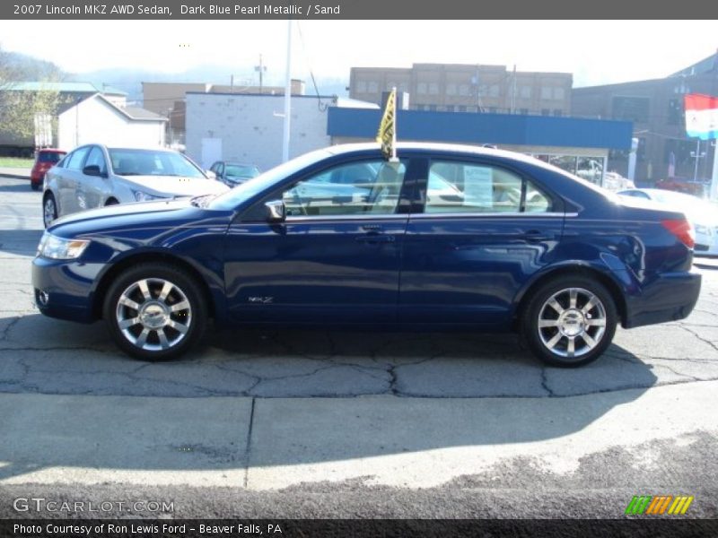 Dark Blue Pearl Metallic / Sand 2007 Lincoln MKZ AWD Sedan