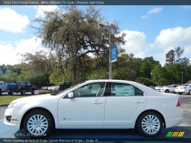 White Platinum Tri-Coat / Medium Light Stone 2012 Ford Fusion Hybrid