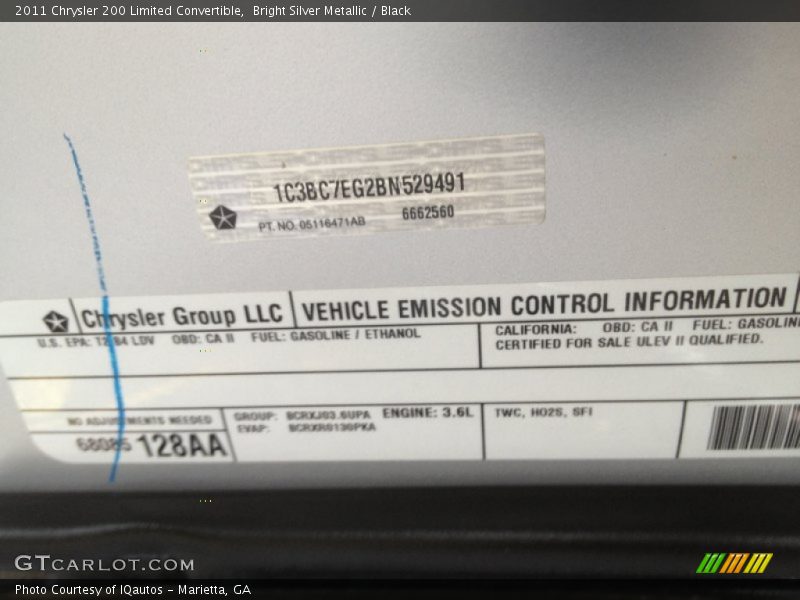 Bright Silver Metallic / Black 2011 Chrysler 200 Limited Convertible
