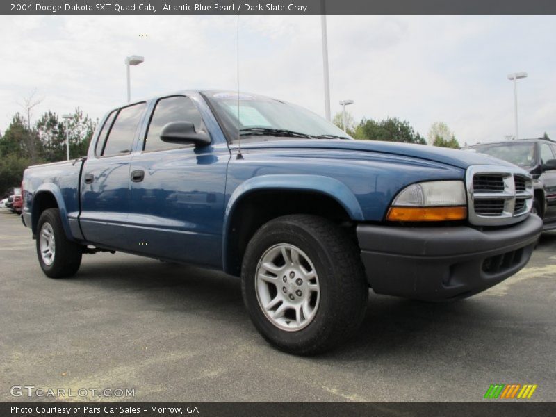 Atlantic Blue Pearl / Dark Slate Gray 2004 Dodge Dakota SXT Quad Cab