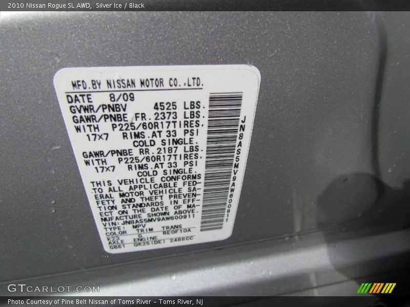 Silver Ice / Black 2010 Nissan Rogue SL AWD