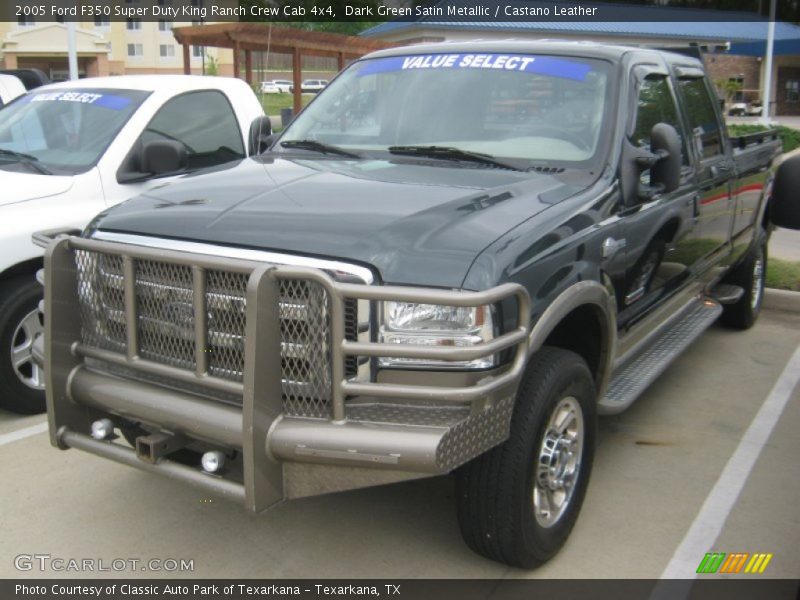 Dark Green Satin Metallic / Castano Leather 2005 Ford F350 Super Duty King Ranch Crew Cab 4x4
