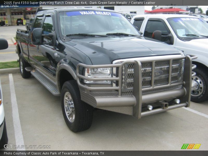 Dark Green Satin Metallic / Castano Leather 2005 Ford F350 Super Duty King Ranch Crew Cab 4x4
