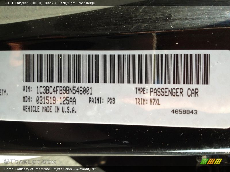 Black / Black/Light Frost Beige 2011 Chrysler 200 LX