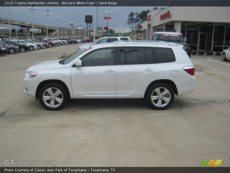 Blizzard White Pearl / Sand Beige 2008 Toyota Highlander Limited