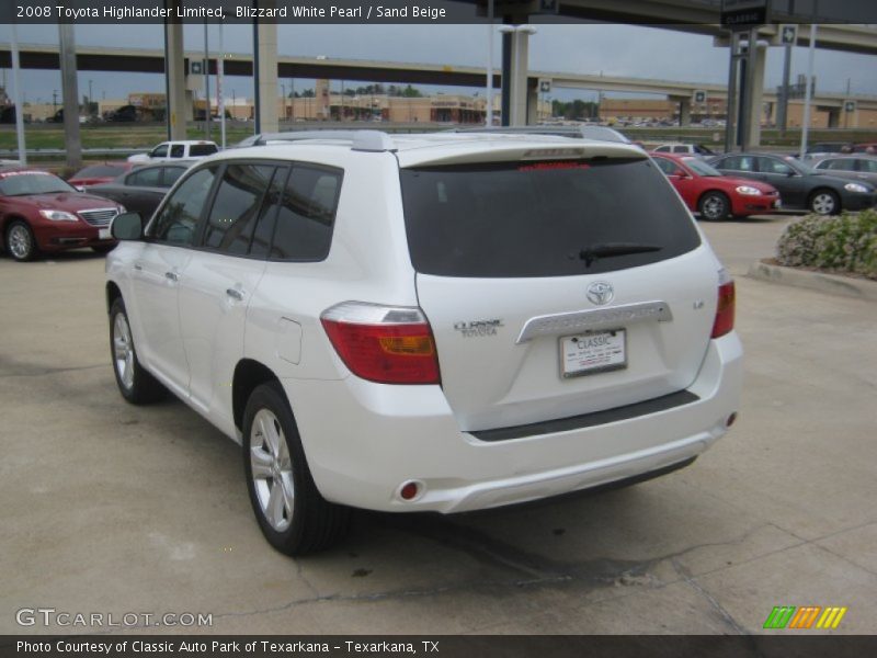 Blizzard White Pearl / Sand Beige 2008 Toyota Highlander Limited
