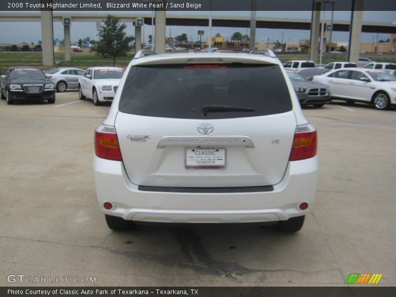 Blizzard White Pearl / Sand Beige 2008 Toyota Highlander Limited