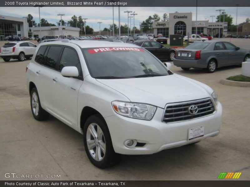 Blizzard White Pearl / Sand Beige 2008 Toyota Highlander Limited
