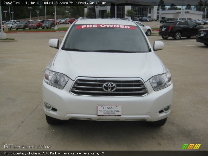 Blizzard White Pearl / Sand Beige 2008 Toyota Highlander Limited