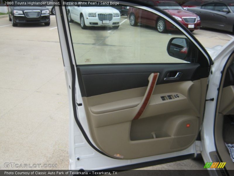 Blizzard White Pearl / Sand Beige 2008 Toyota Highlander Limited