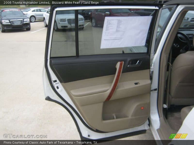 Blizzard White Pearl / Sand Beige 2008 Toyota Highlander Limited
