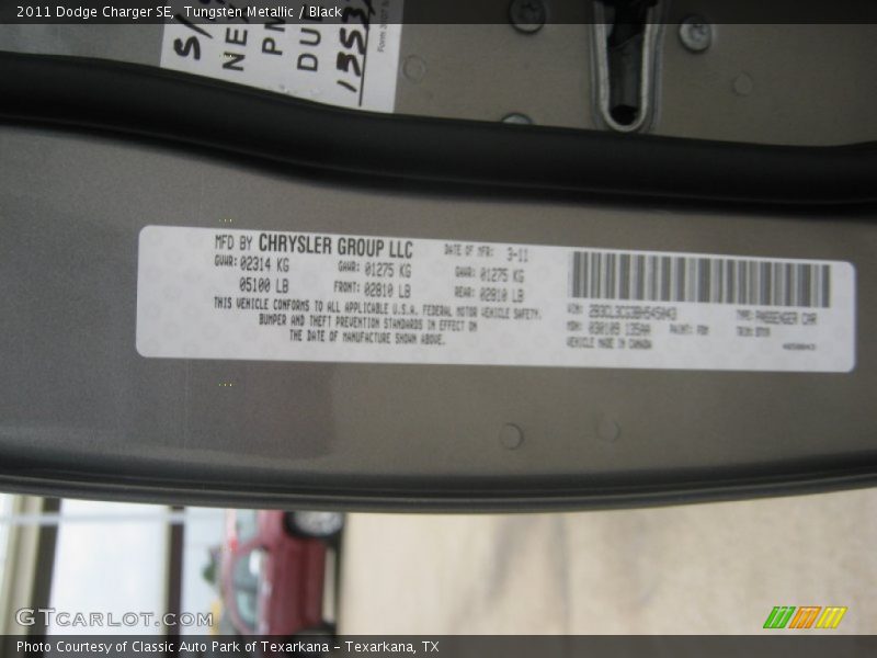 Tungsten Metallic / Black 2011 Dodge Charger SE