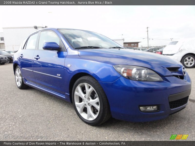 Aurora Blue Mica / Black 2008 Mazda MAZDA3 s Grand Touring Hatchback